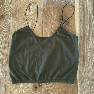 FREE PEOPLE “Intimately” olive green bungee strap seamless tank top. Size M/L.
